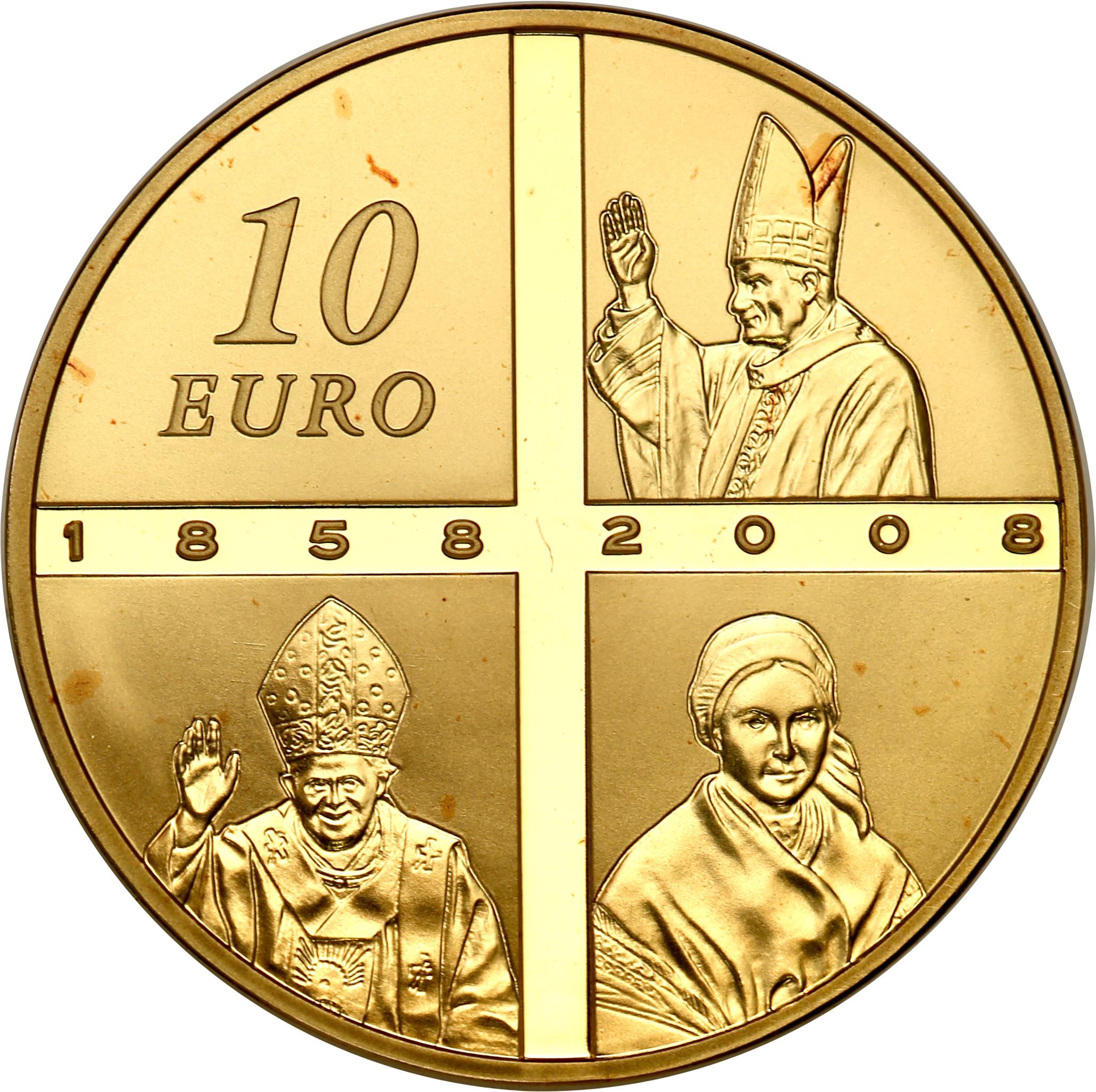 Francja 10 Euro 2008 Lourdes - 1/4 uncji złota st.L