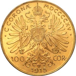 Austria. Franciszek Józef 100 Koron 1915 - 30,46 g Au 999 - PIĘKNE