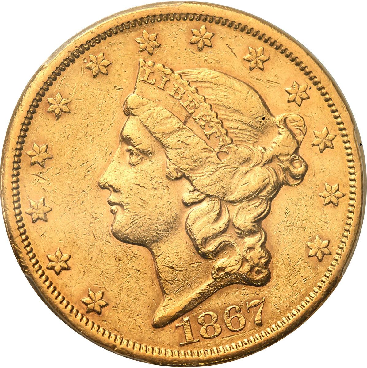 USA. 20 dolarów 1867 S San Francisco PCGS AU50