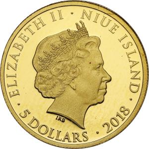 Niue. Elżbieta II. 5 dolarów 2018 Józef Piłsudski - 1/10 uncji złota