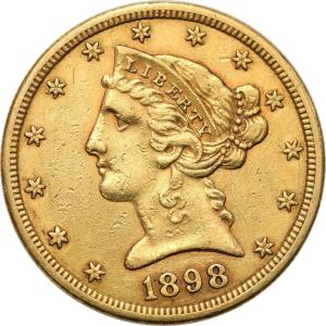 USA Złote 5 dolarów 1898 S San Francisco