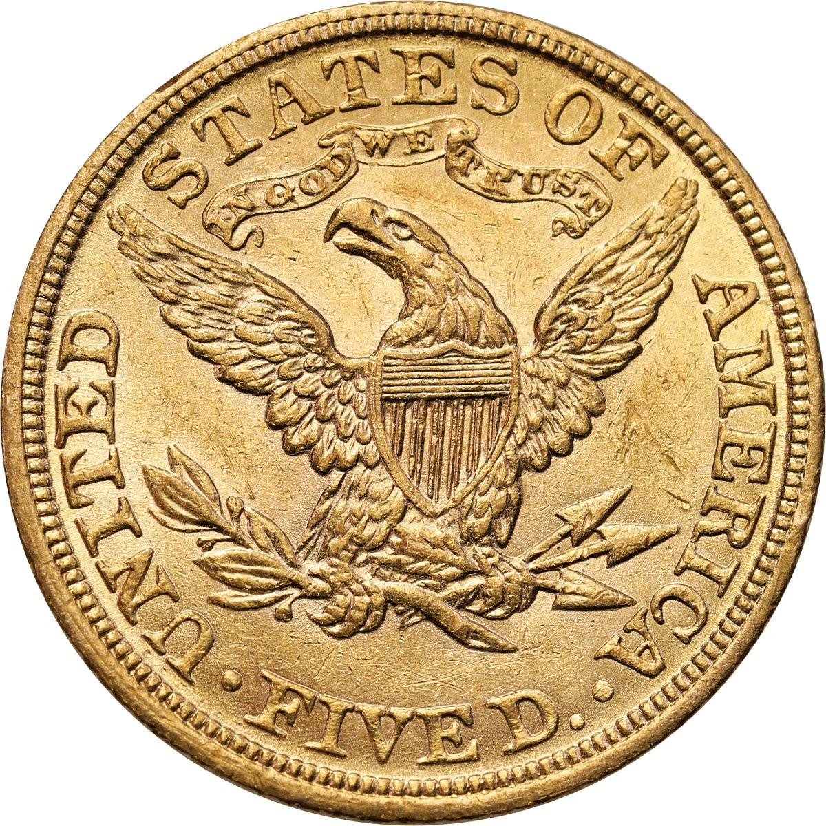 USA. Złote 5 dolarów 1908 Liberty Filadelfia