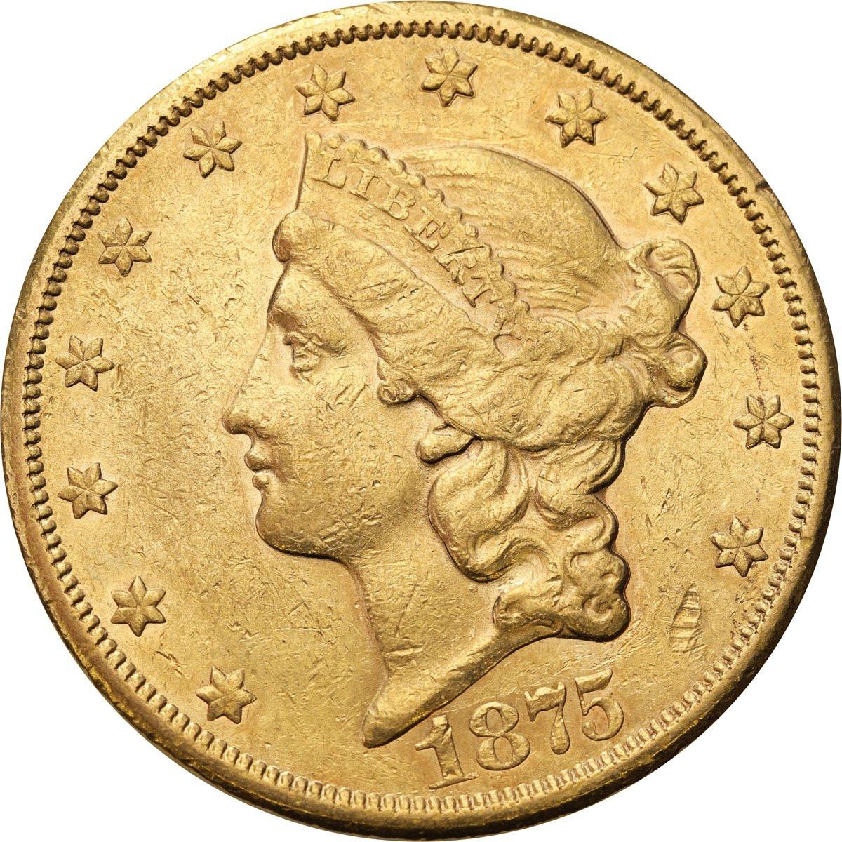 USA. Liberty 20 dolarów 1875 CC - CARSON CITY - RZADKOŚĆ