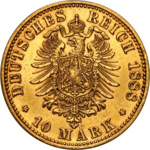 Niemcy Prusy 10 Marek 1888 A Friedrich III st. 2-