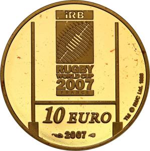 Francja 10 Euro 2007 Rugby World Cup (1/4 uncji złota) - tylko 500 szt. st.L