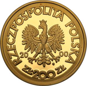 Polska III RP 200 złotych 2000 Solidarność - emalia st. L