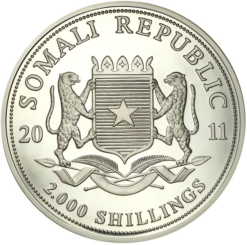 Somalia 2000 Shillings 2011 (1 kg Ag .999) słoń st.L