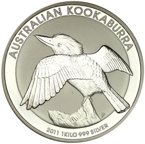 Australia 30 dolarów 2011 (1 kg Ag .999) kookaburra st.L