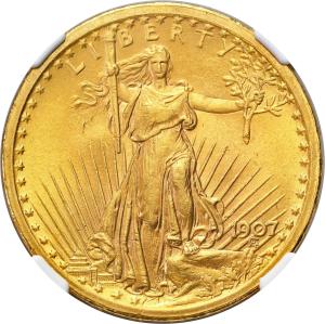 USA, 20 dolarów 1907 Filadelfia  St. Gaudens NGC MS64