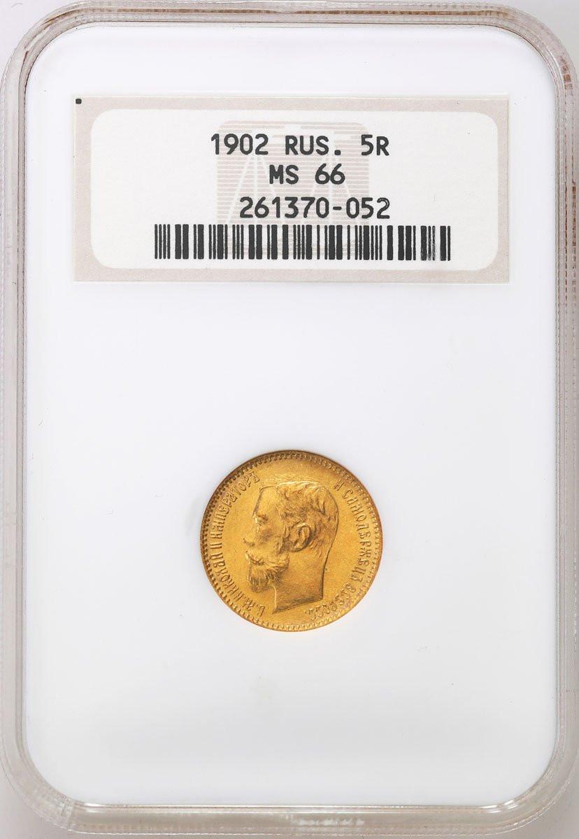 Rosja. Mikołaj II. 5 rubli 1902 (АР), Petersburg NGC MS66
