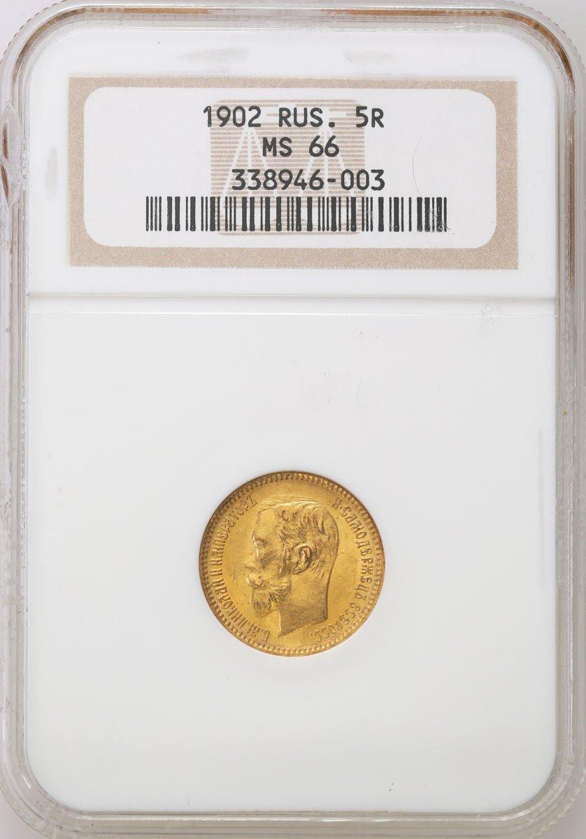 Rosja. Mikołaj II. 5 rubli 1902 (АР), Petersburg NGC MS66