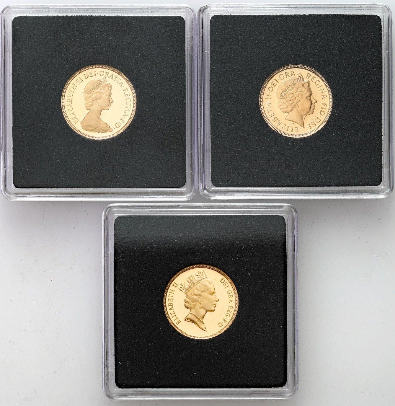 Wielka Brytania zestaw 1/2 suwerena 1980, 1988, 2001 stempel lustrzany