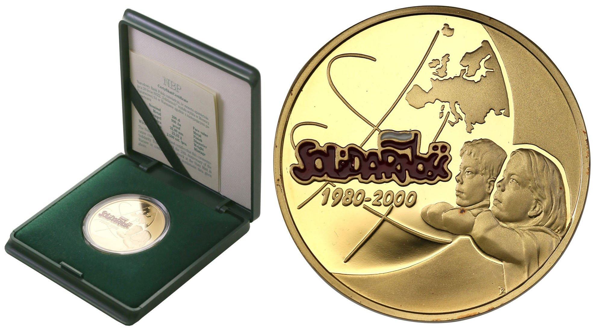 200 złotych 2000 Solidarność DUŻA - emalia - RZADKIE