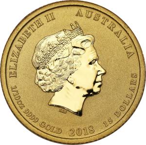 Australia. 15 dolarów 2018 rok PSA - 1/10 uncji złota