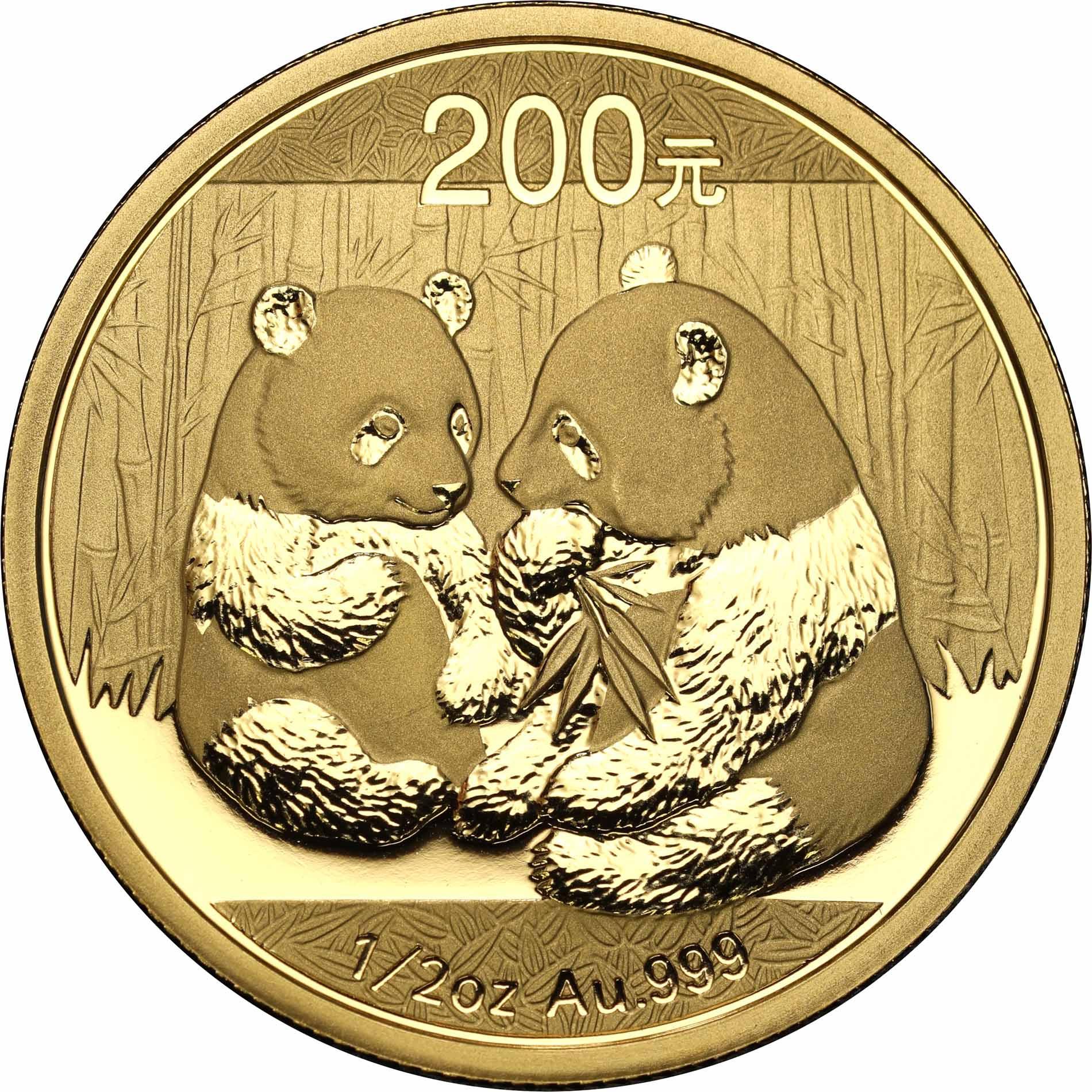 Chiny 200 Yuan (juanów) 2009 Panda Wielka 1/2 uncji złota