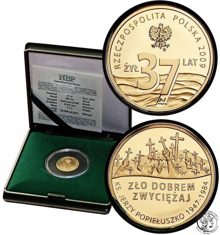 Polska III RP 37 złotych 2009 Popiełuszko st.L