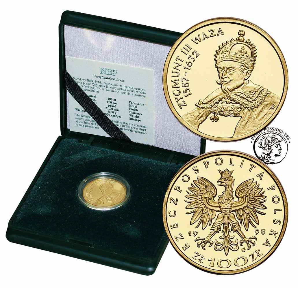 Polska III RP 100 złotych 1998 Zygmunt III Waza st.L/L-