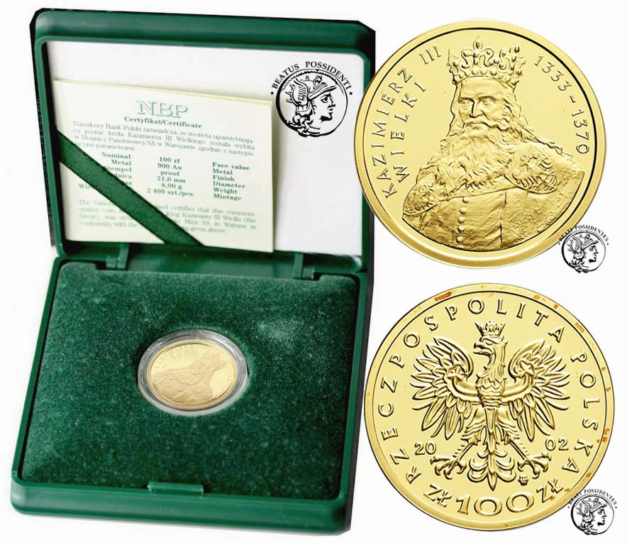Polska III RP 100 złotych 2002 Kazimierz III Wielki st.L