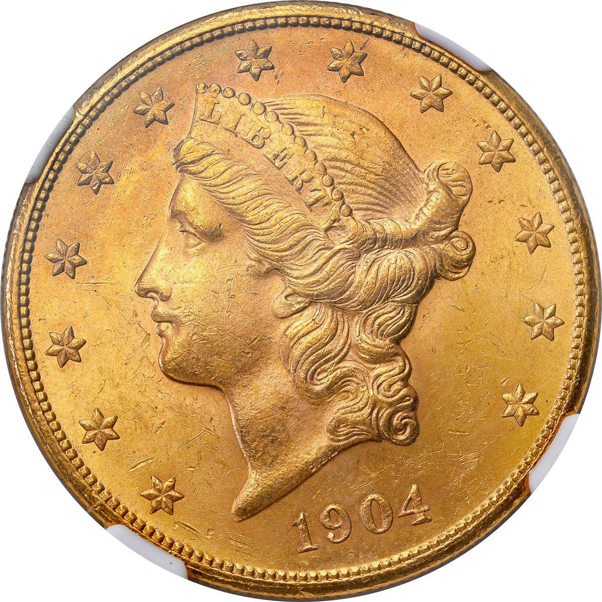 USA. 20 dolarów Liberty 1904 Filadelfia NGC MS62