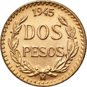 Meksyk. 2 pesos 1945 - ZŁOTO