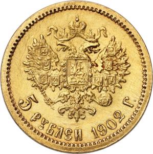 Rosja. Mikołaj II. 5 rubli 1902 AP, Petersburg