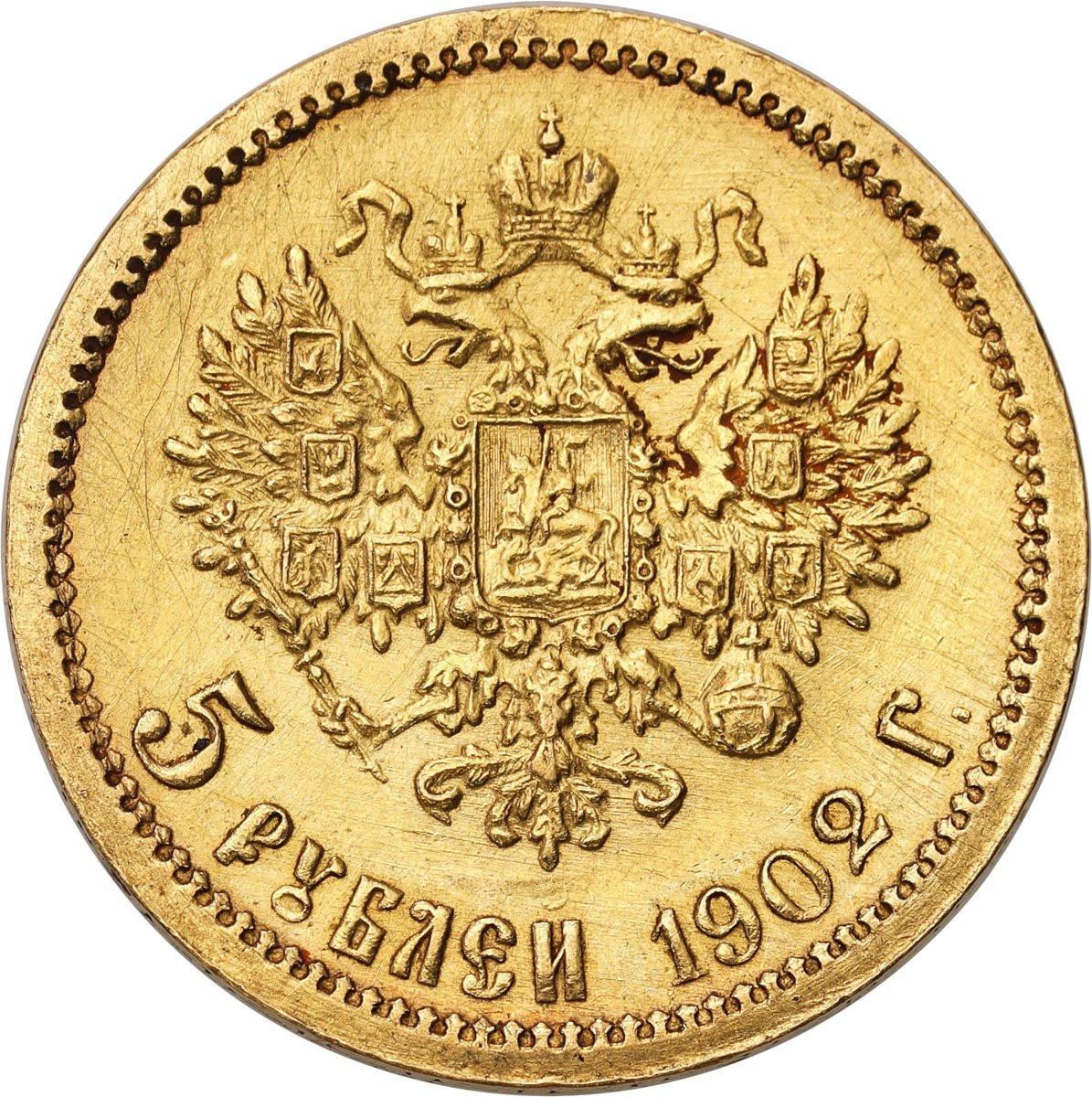 Rosja. Mikołaj II. 5 rubli 1902 AP, Petersburg