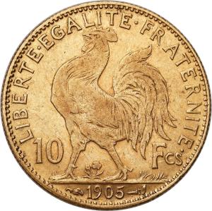 Francja 10 franków 1905 Kogut