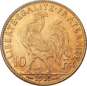 Francja. 10 franków 1910 Kogut