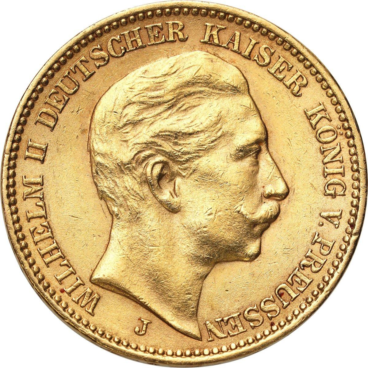 Niemcy, Prusy. Wilhelm II. 20 Marek 1910 J, Hamburg - RZADSZE