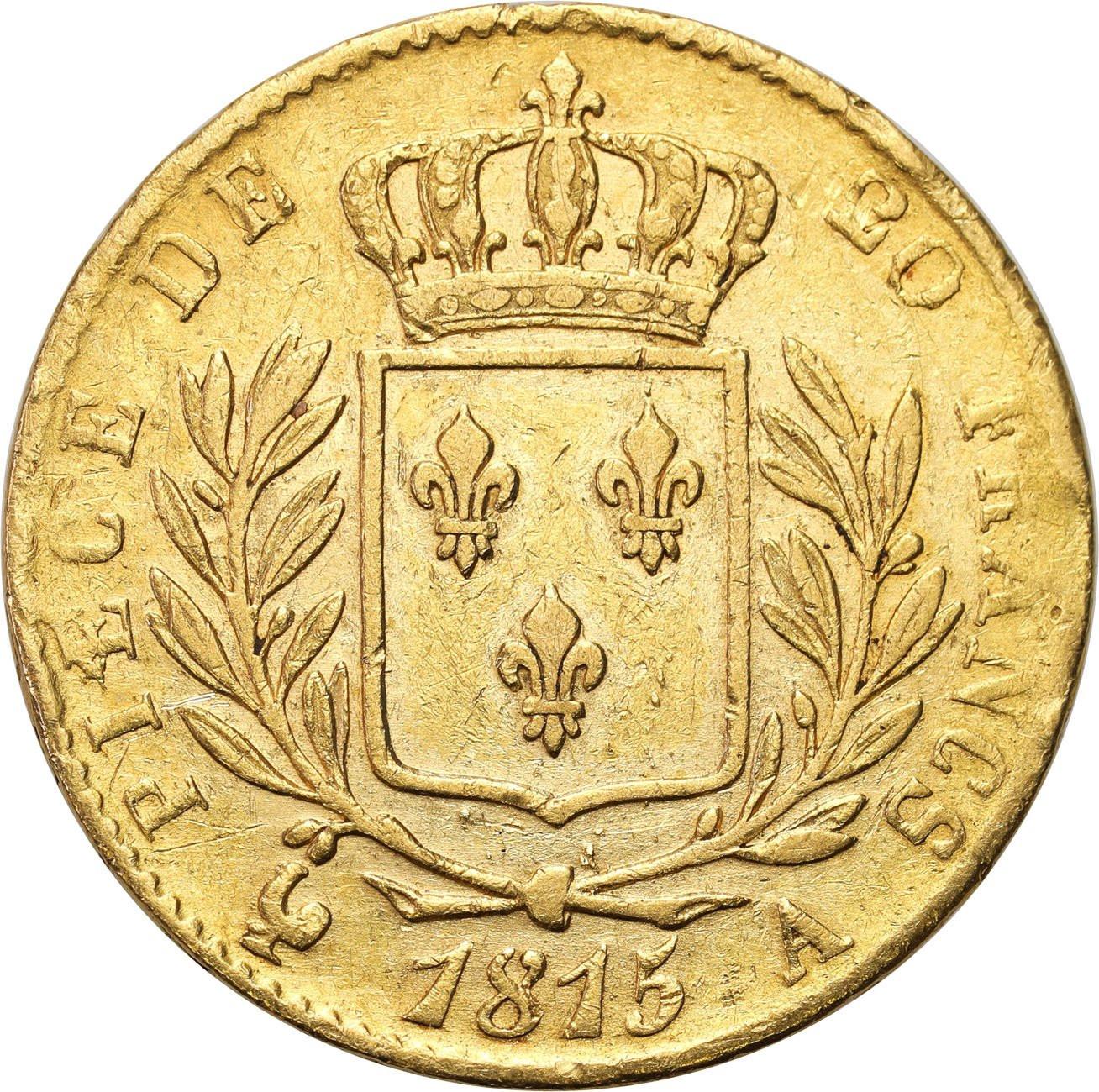 Francja. Ludwik XVIII 20 franków 1815 A, Paryż