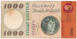 Banknot 1000 złotych 1965 Kopernik seria B st.2+