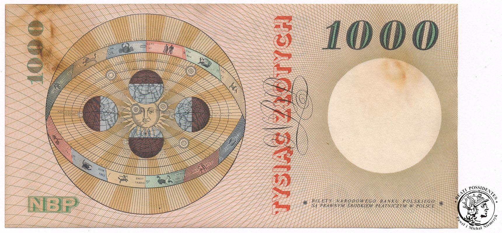 Banknot 1000 złotych 1965 Kopernik seria B st.2+