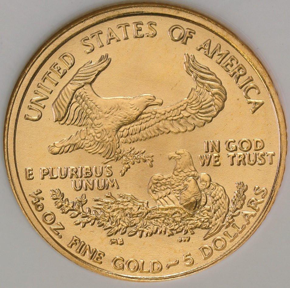 USA. Złote 5 dolarów 2001 Liberty NGC MS69 - 1/10 uncji złota