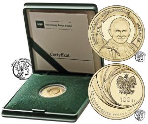 III RP 100 złotych 2014 Kanonizacja Jana Pawła II st. L