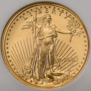 USA. Złote 5 dolarów 2001 Liberty NGC MS69 - 1/10 uncji złota