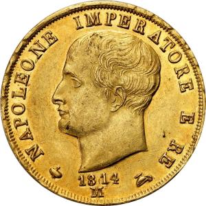 Włochy. Napoleon I (1805-1814). 40 lirów 1814 M, Mediolan