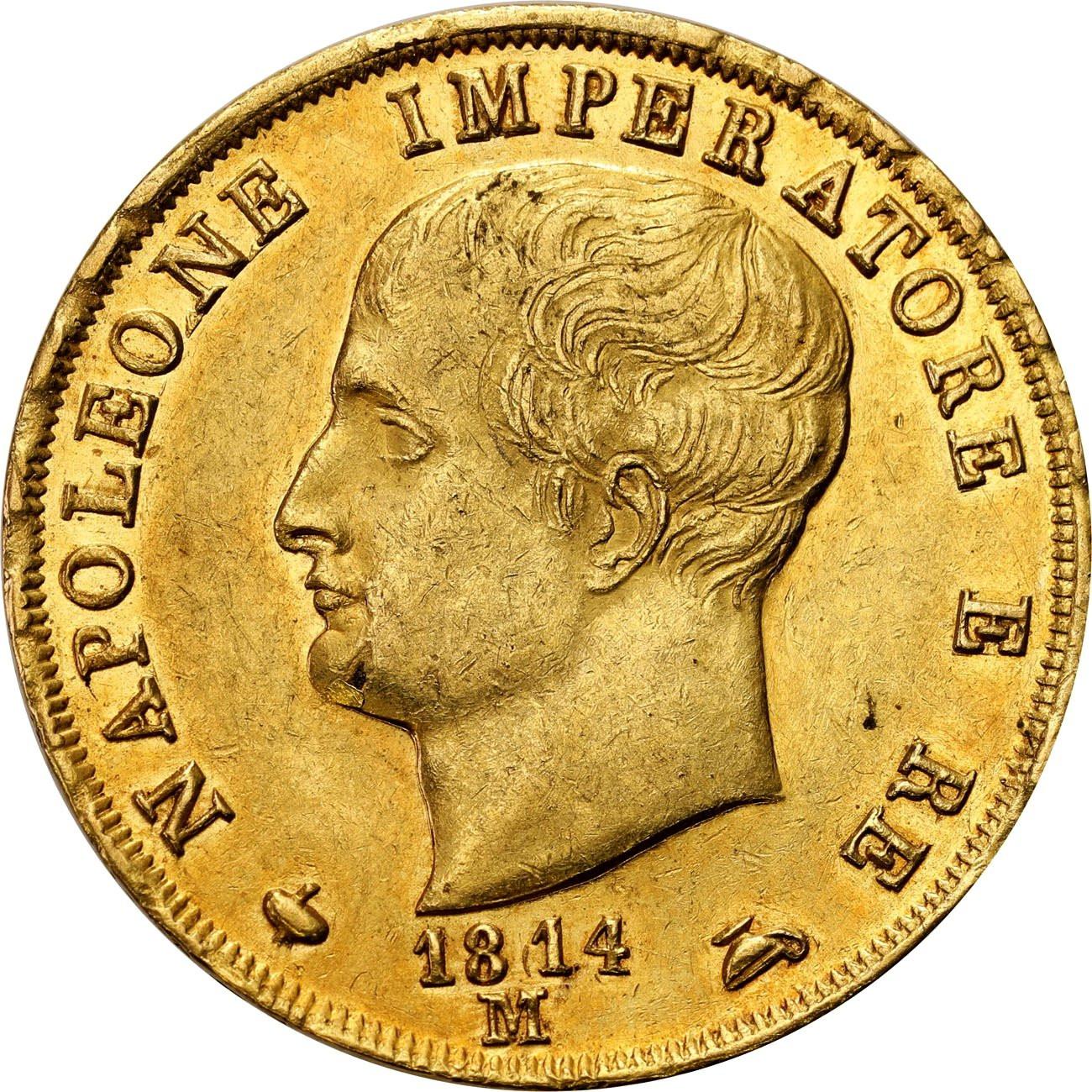 Włochy. Napoleon I (1805-1814). 40 lirów 1814 M, Mediolan