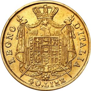 Włochy. Napoleon I (1805-1814). 40 lirów 1810 M, Mediolan
