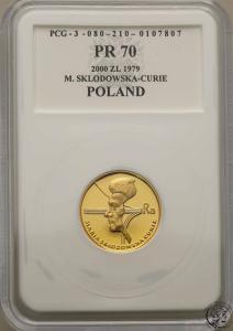 Polska PRL 2000 złotych 1979 Skłodowska PR70
