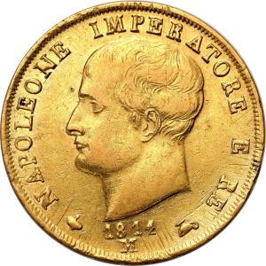 Włochy. Napoleon I (1805-1814). 40 lirów 1814 M, Mediolan
