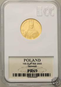 Polska III RP 100 złotych Królowa Jadwiga 2000 PR69