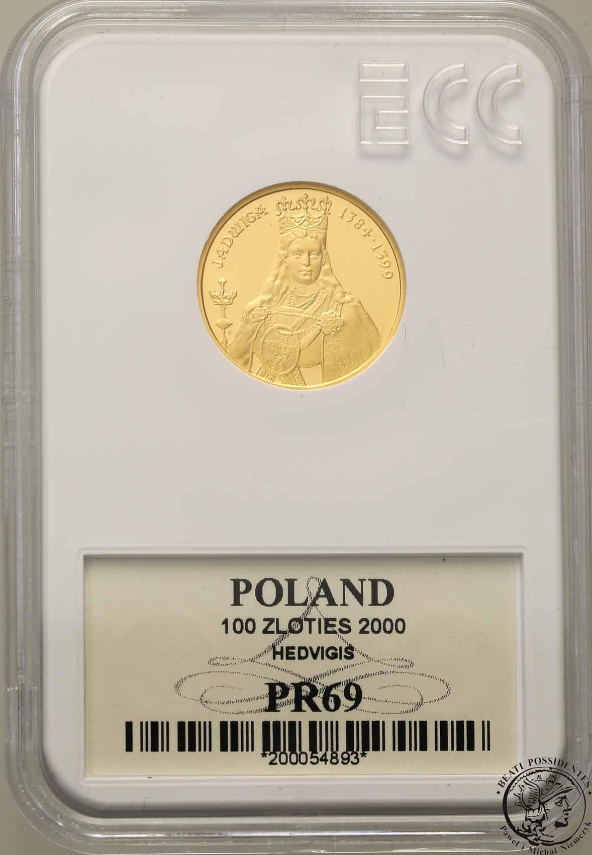 Polska III RP 100 złotych Królowa Jadwiga 2000 PR69