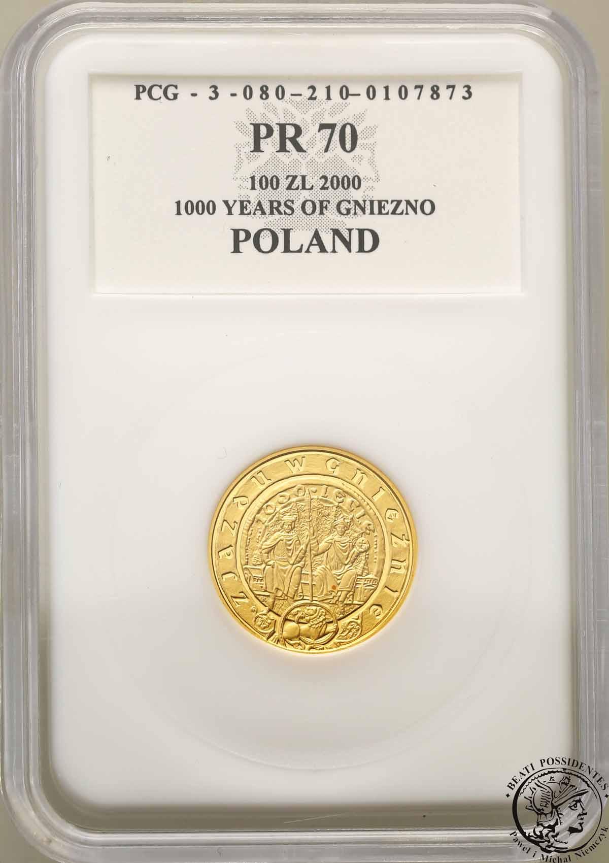 100 złotych 2000 1000-lecie Zjazdu w Gnieźnie tzw. małe Gniezno PR70