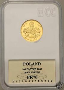 Polska III RP 100 złotych 2001 Jan III Sobieski GCN PR70