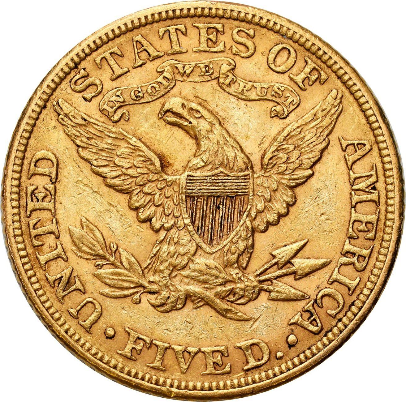 USA. Złote 5 dolarów Liberty 1893 Filadelfia
