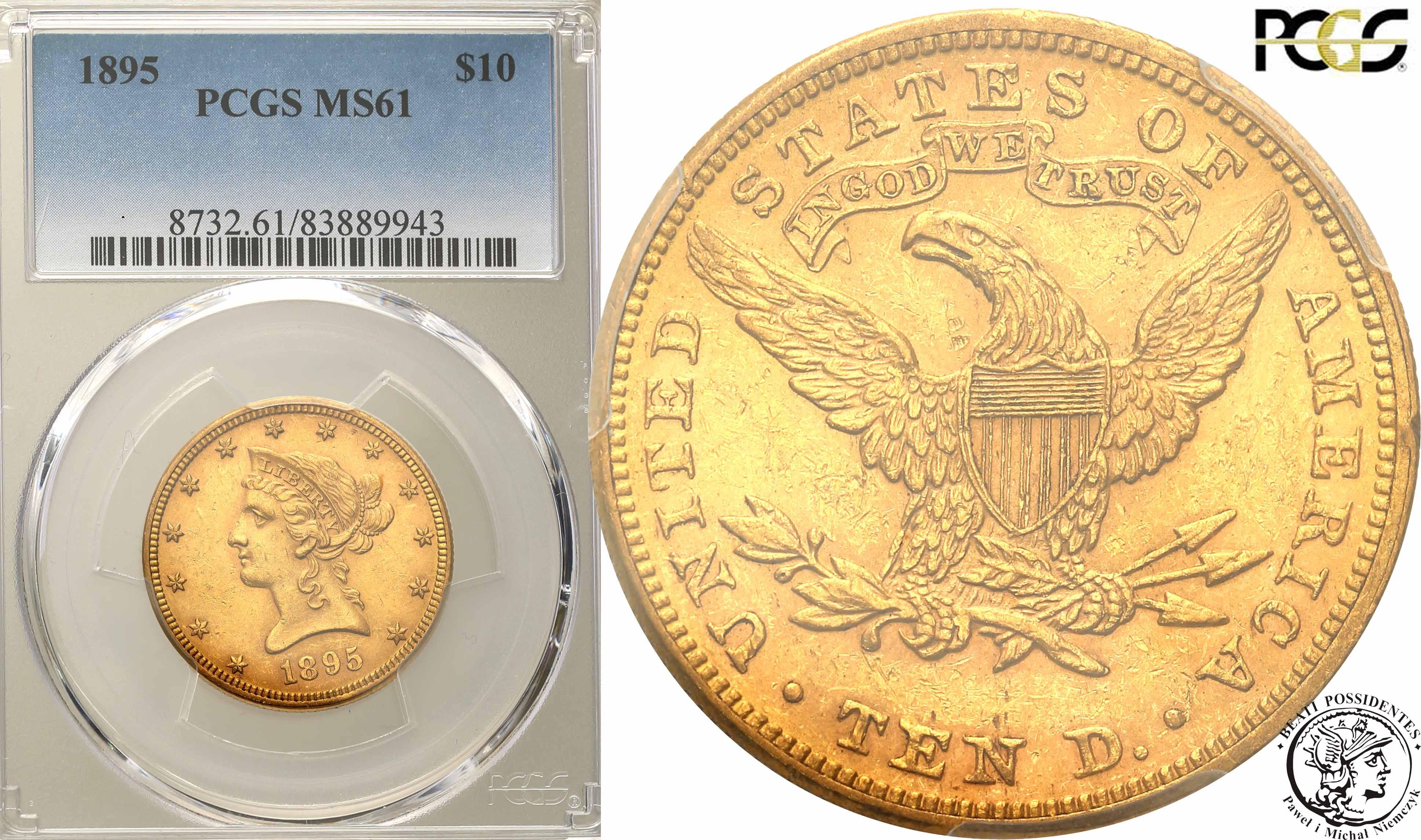 USA 10 dolarów 1895 PCGS MS61