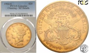 USA 20 dolarów 1904 S PCGS XF Details