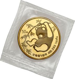 Chiny. PANDA 50 Yuan 1985 (1/2 uncji złota)  - oryginalna zgrzewka bankowa