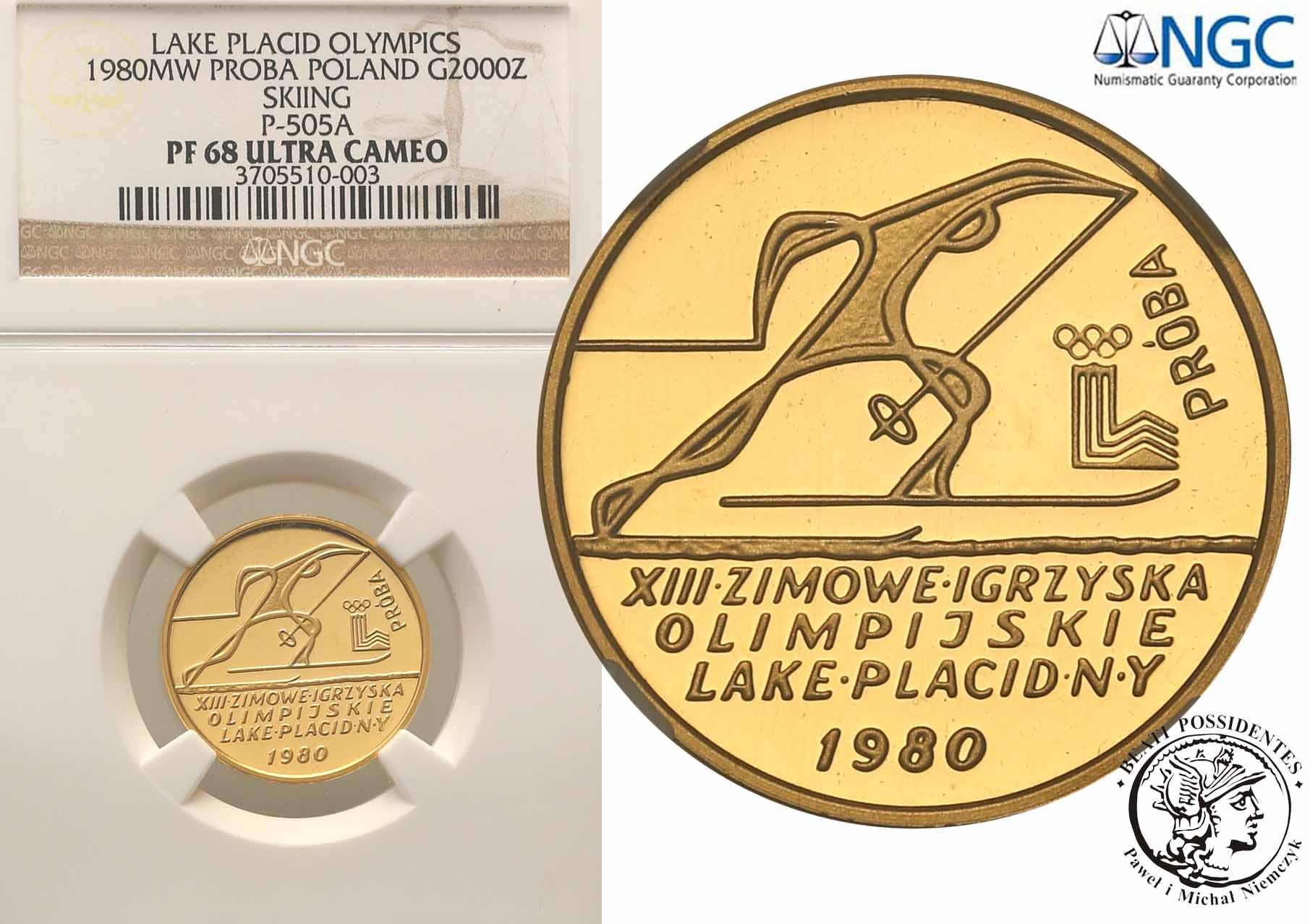PRL. PRÓBA 2000 złotych 1980 Lake Placid NGC PF68 ULTRA CAMEO (2 MAX)