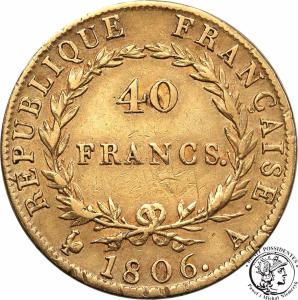 Francja Napoleon I Bonaparte 40 Franków 1806 A st. 3